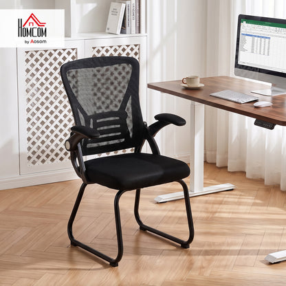 Office Chair with Mesh Backrest and Steel Legs, Black