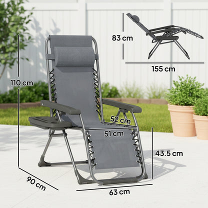 Zero Gravity Chairs Set of 2 with Cup Holder, Headrest, Dark Grey
