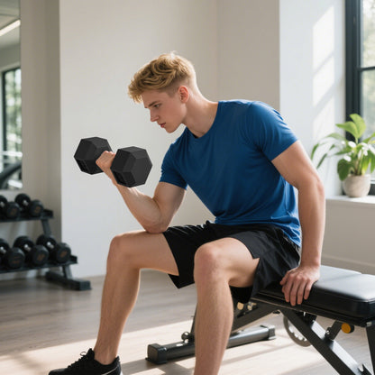 30KG Rubber Hex Dumbbell Portable Hand Weights for Home Gym