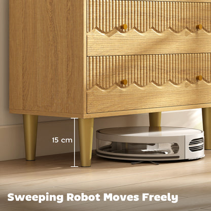 Chest of Drawers, 3 Drawer Dresser Steel Legs and Wooden Top, Oak