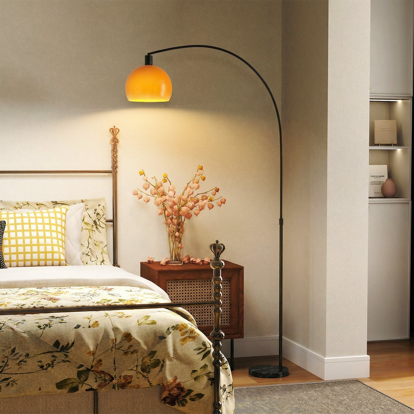 Floor Lamp for Living Room, Modern Standing Lamp with Shade & Foot Switch, Minimalist Tall Pole Lampshade for Bedroom, Office, Black