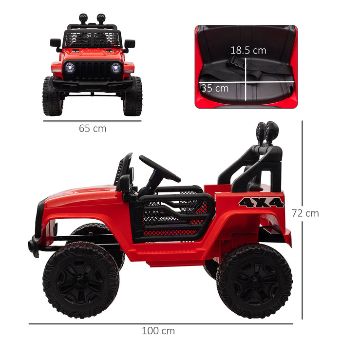 12V Battery-powered 2 Motors Kids Electric Ride On Car Truck Off-road Toy with Parental Remote Control Horn Lights for 3-6 Years Old Red