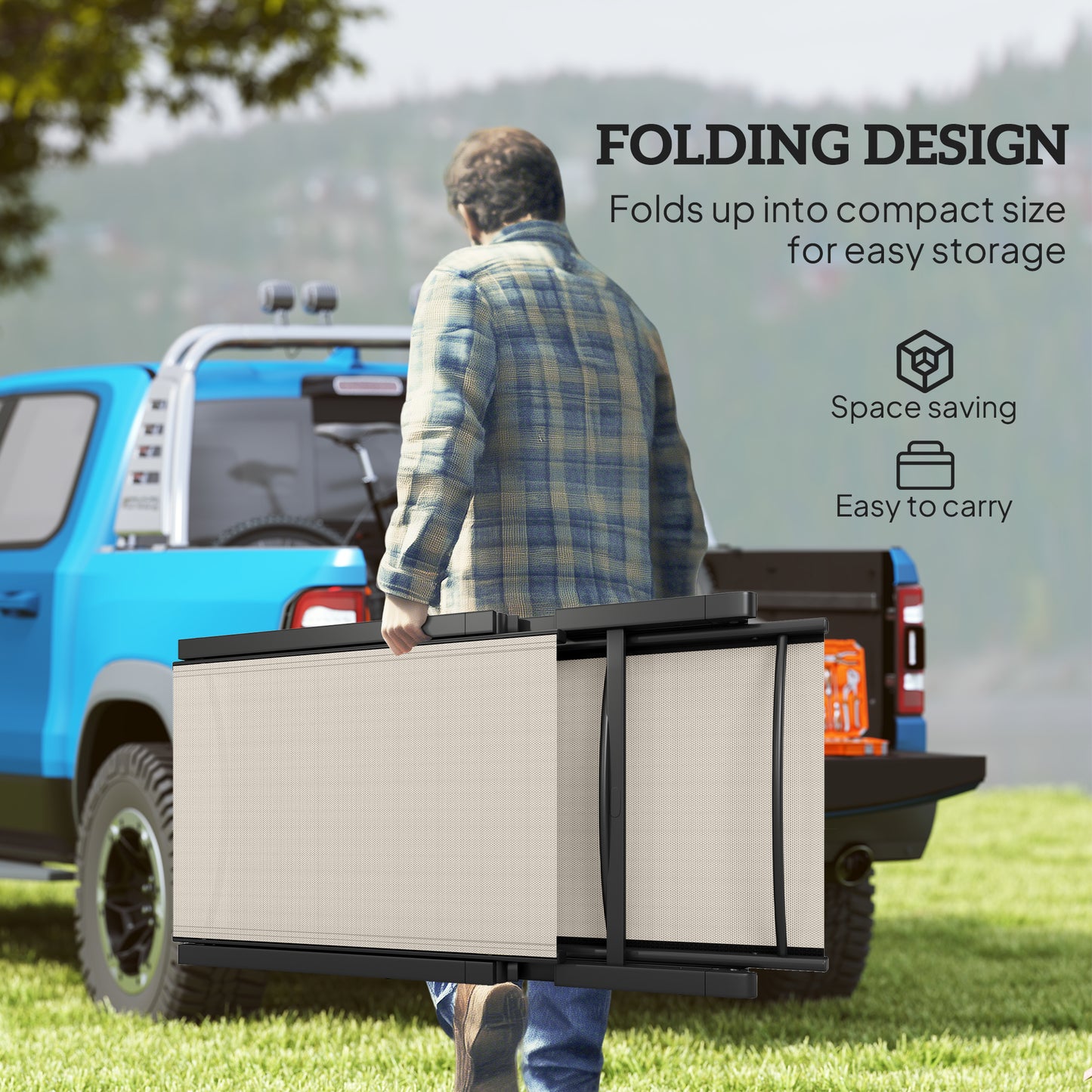 Folding Sun Lounger, 5-Position Adjustable Bed, Khaki