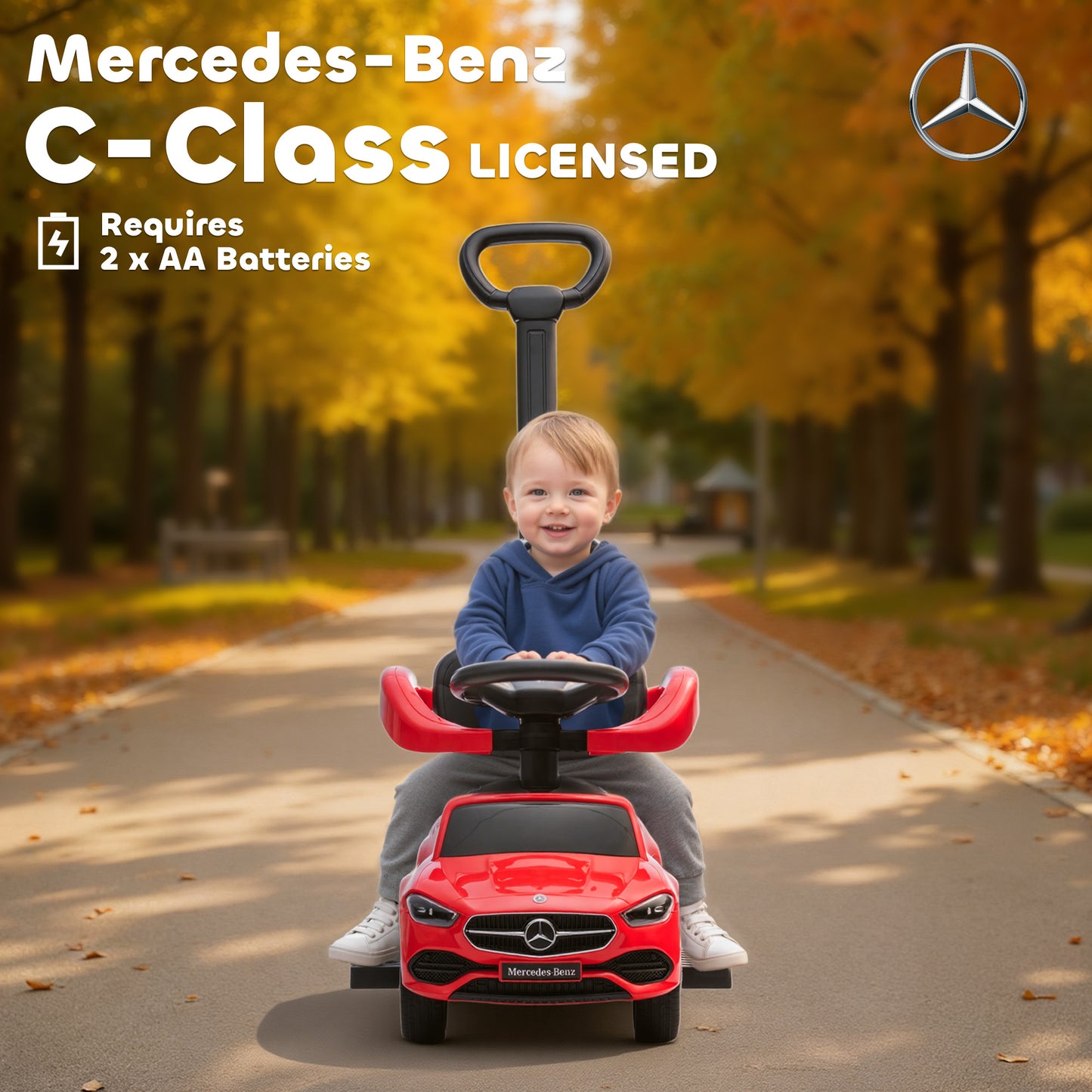 2 in 1 Baby Ride on Push Car Mercedes-Benz C-Class Licensed, Red
