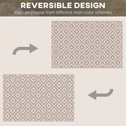 274 x 182 cm Reversible Outdoor RV Rug Floor Mat, Coffee and White