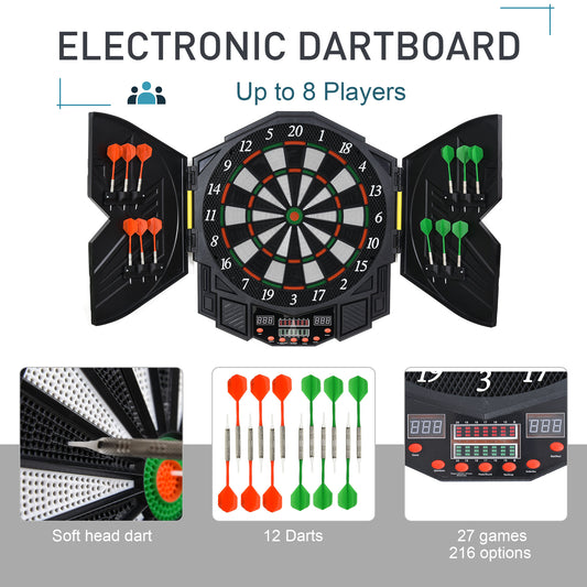 27 Games Dart Board Dartboard Set Electronic LED Darts Game Display Party