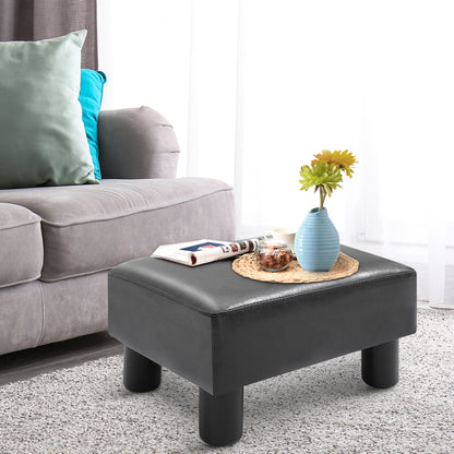 Ottoman Footrest Seat Chair Footstool Small PU Leather Home Office Black