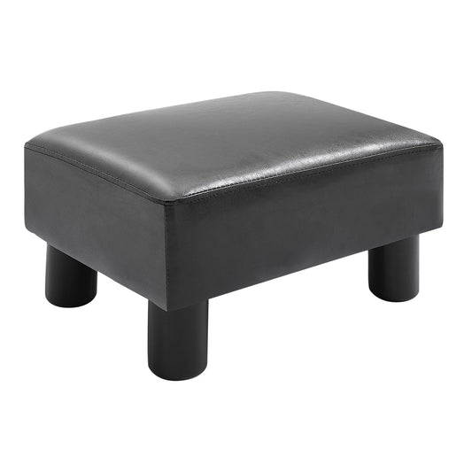 Ottoman Footrest Seat Chair Footstool Small PU Leather Home Office Black