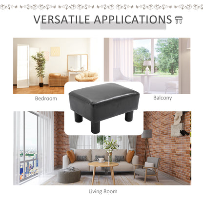 Ottoman Footrest Seat Chair Footstool Small PU Leather Home Office Black