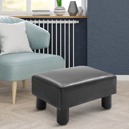 Ottoman Footrest Seat Chair Footstool Small PU Leather Home Office Black