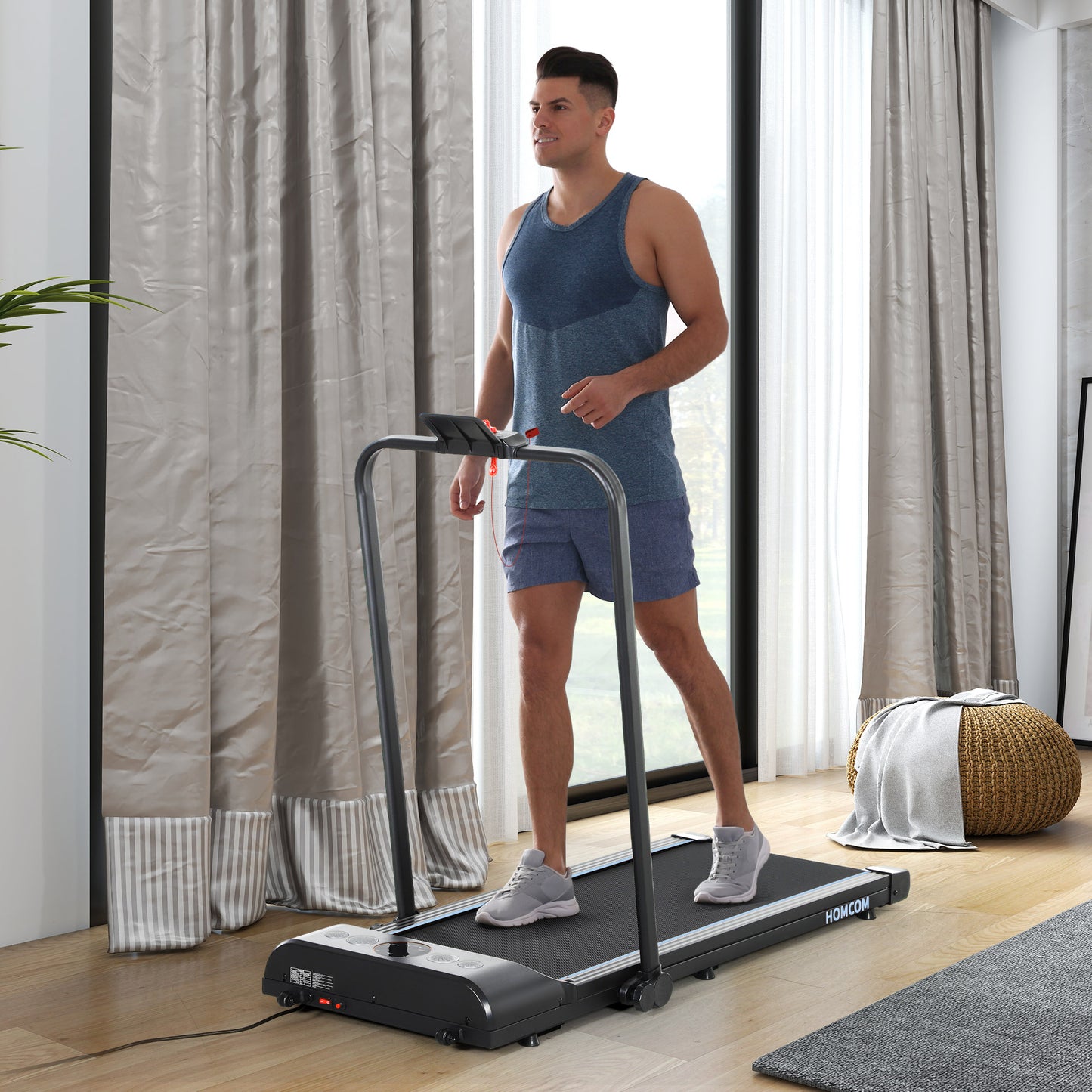 Foldable Walking Treadmill w/ LED Display, Blue