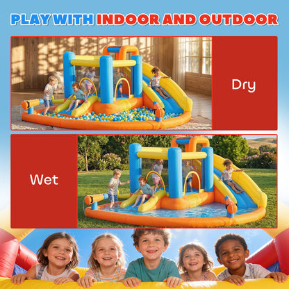 5 in 1 Inflatable Bouncy Castle for Children with Dual Slides