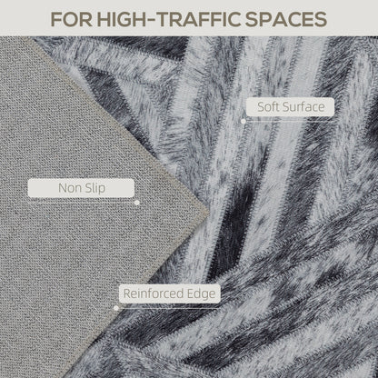 Non-Slip Washable Rug, Chenille Floor Carpet for Living Room, Black