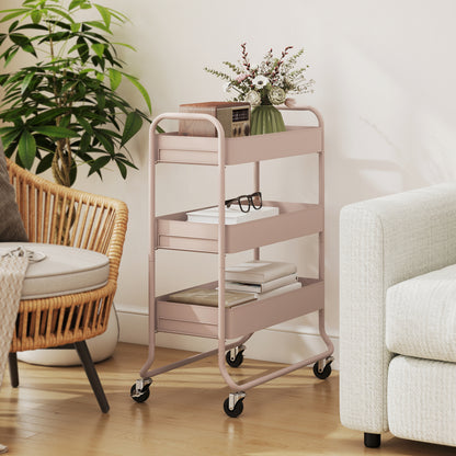 3-Tier Storage Trolley, Storage Cart with Mesh Backets, Wheels