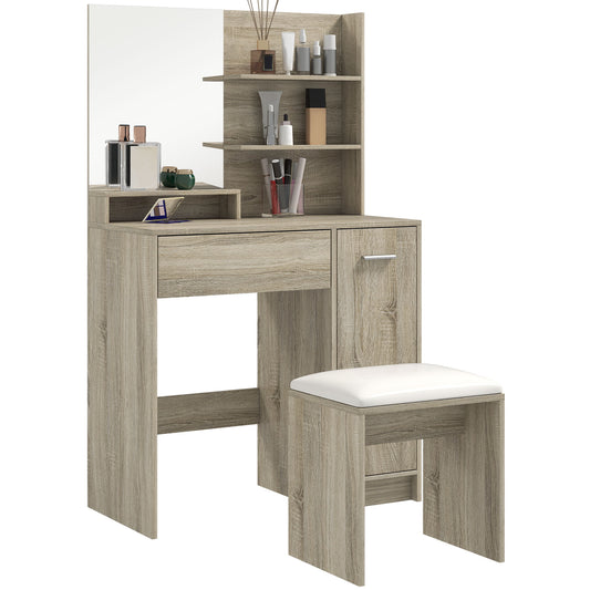 Dressing Table with Mirror and Stool, Makeup Desk for Bedroom