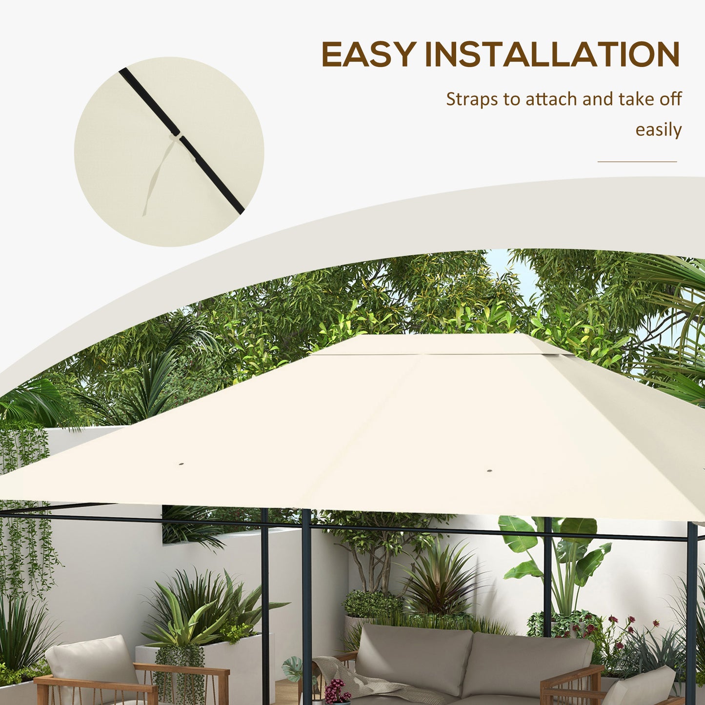3 x 4m Gazebo Canopy Replacement Gazebo Roof Cover, Cream White