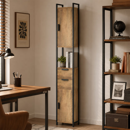 Freestanding Bathroom Cabinet with Drawers and Shelves, Brown