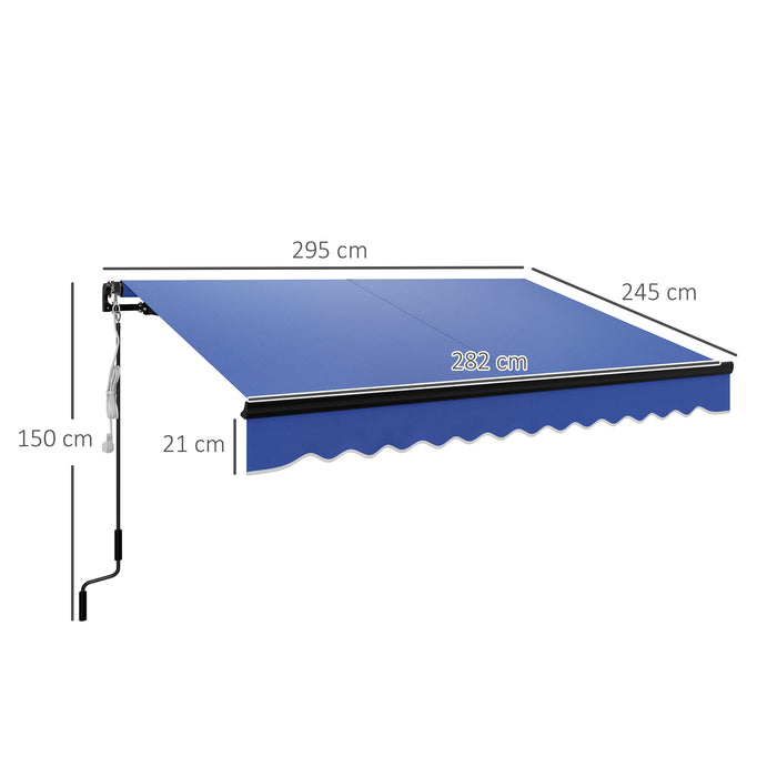 3 x 2.5m Electric Awning with LED Light and Remote Controller Blue