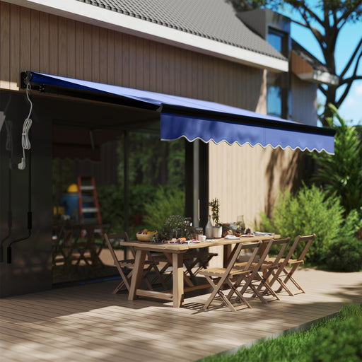 3 x 2.5m Electric Awning with LED Light and Remote Controller Blue