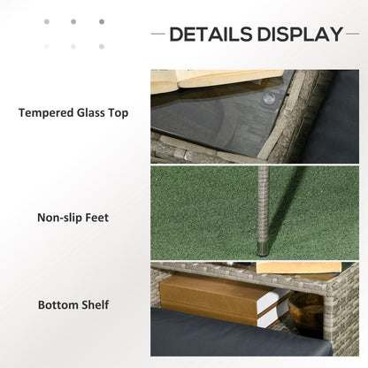 Two-Seat Rattan Chair, with Middle Table - Mixed Grey