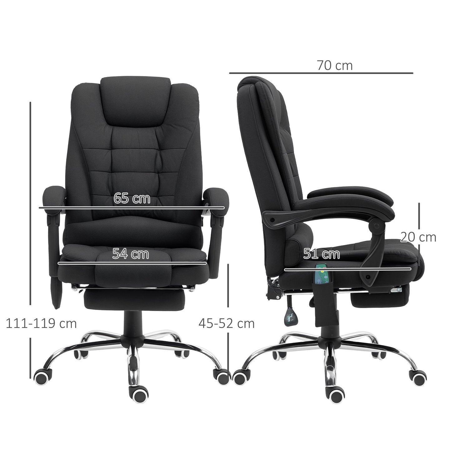 Ergonomic Heated 6 Points Vibration Massage Office Chair, Black