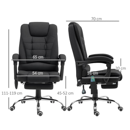 Ergonomic Heated 6 Points Vibration Massage Office Chair, Black