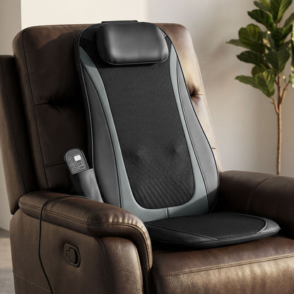 Back Massager with Heat, Deep Tissue Kneading Massage Chair with 3-Level Seat Vibration, Massage Chair Pad for Back Pain, Home Office Use, Gifts for Men and Women