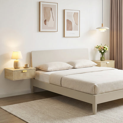Modern Floating Nightstands Set of 2, Wall Mounted Bedside Tables with Wave Drawer for Bedroom and Living Room, 40W x 30D x 15H cm, Oak