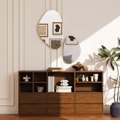 Pebble-Shaped Decorative Mirror, Set of 2 Wall Mirror, Gold Tone