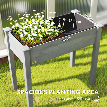Garden Wooden Planter Flower Raised Bed, Dark Grey