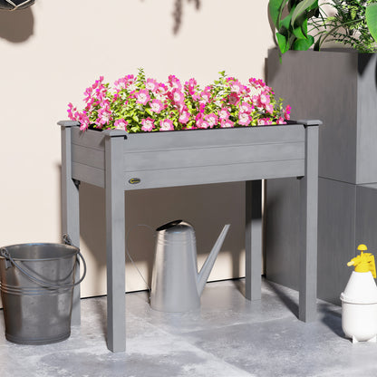 Garden Wooden Planter Flower Raised Bed, Dark Grey