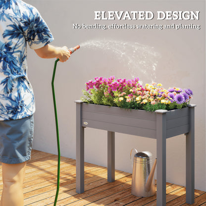 Garden Wooden Planter Flower Raised Bed, Dark Grey