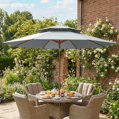 2.7 m Garden Parasol with Double Top, Light Grey
