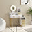 Dressing Table with Mirror, Vanity Table with LED Lights, White