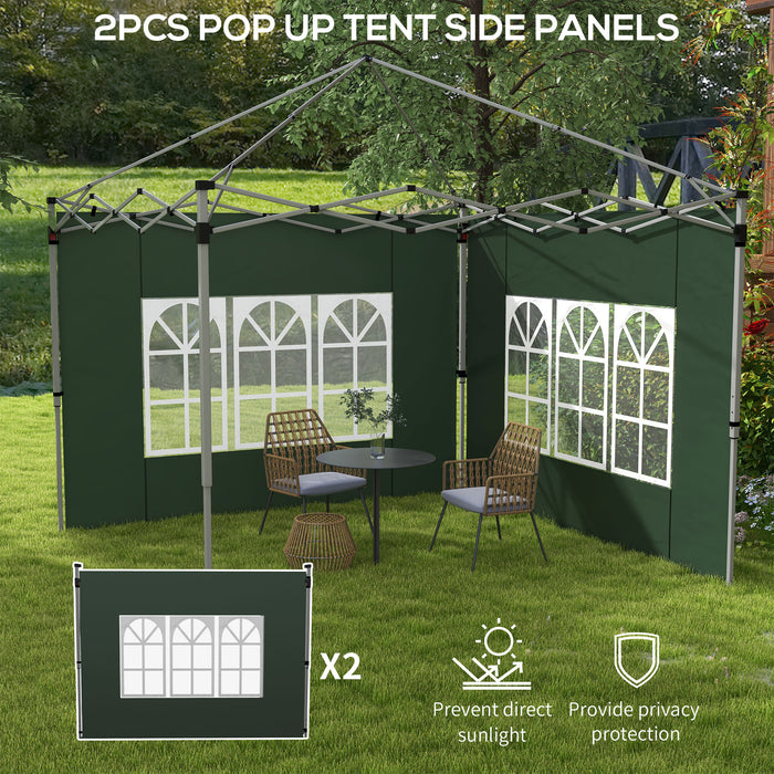 Gazebo Side Panels, Sides Replacement with Window for 3x3(m) or 3x4m Pop Up Gazebo, 2 Pack, Green