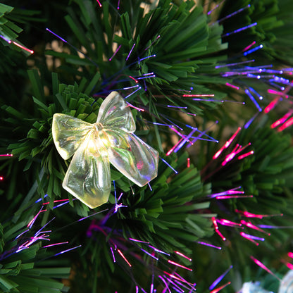 5ft Pre-Lit Fibre Optic Christmas Tree with Multicolour LEDs, Bows & Star