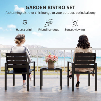 3 Pieces Garden Bistro Set for 2, Outdoor Bistro Table and Chairs