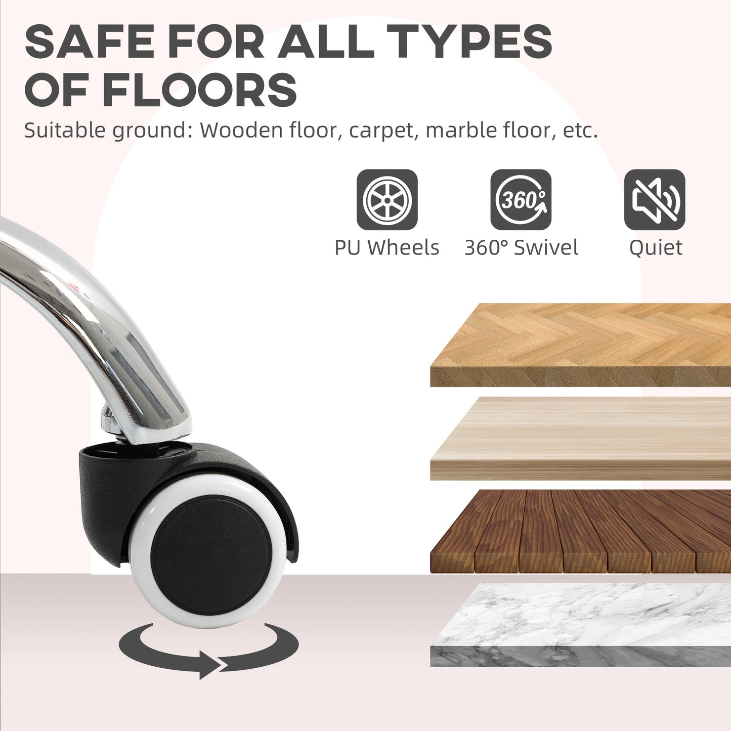 Office Chair, Swivel Desk Chair w/ Adjustable Height, Dark Pink