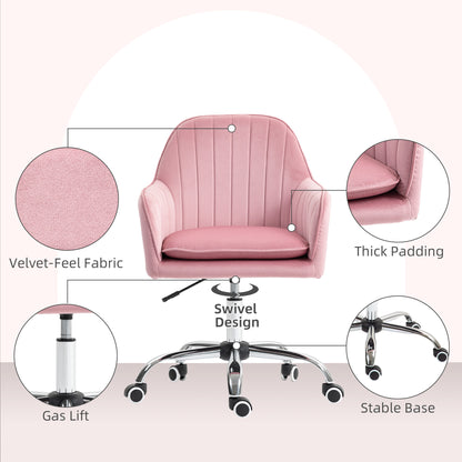 Office Chair, Swivel Desk Chair w/ Adjustable Height, Dark Pink