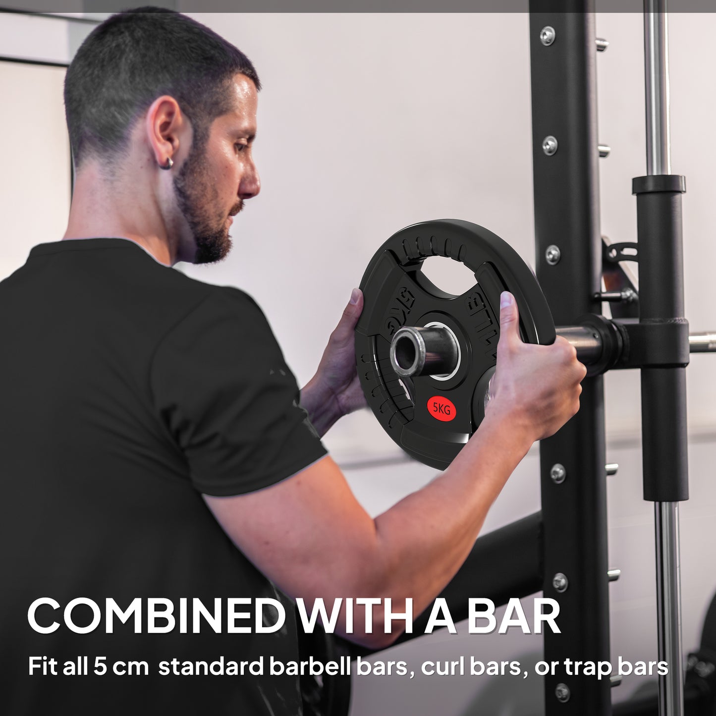 2 x 5kg Olympic Weight Plates, Weight Plate Discs with Tri-Grips