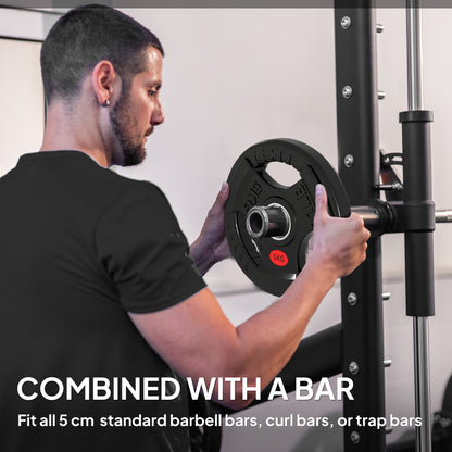 2 x 5kg Olympic Weight Plates, Weight Plate Discs with Tri-Grips