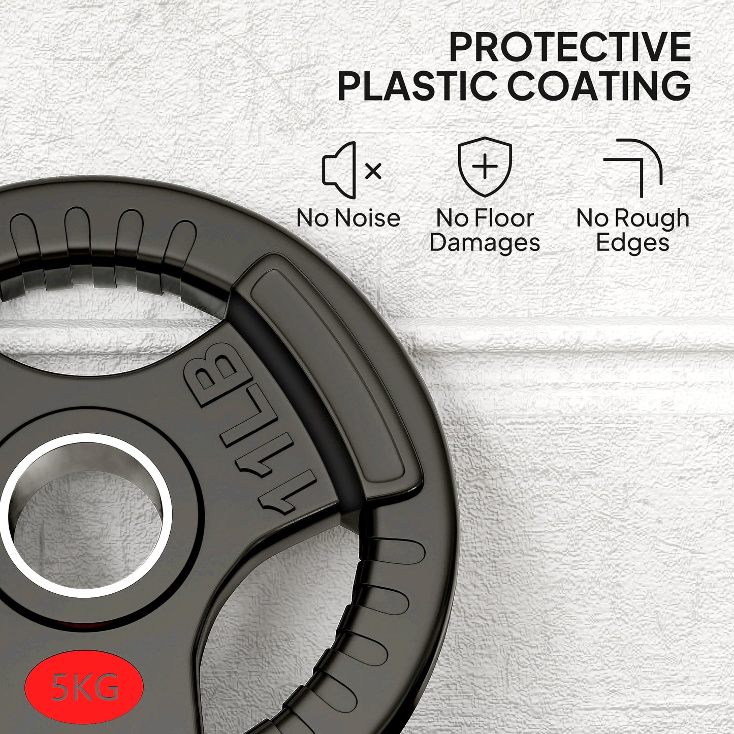 2 x 5kg Olympic Weight Plates, Weight Plate Discs with Tri-Grips