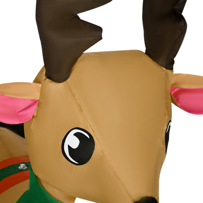 Inflatable Santa Claus with Sled and Reindeer Xmas Décor LED Lights