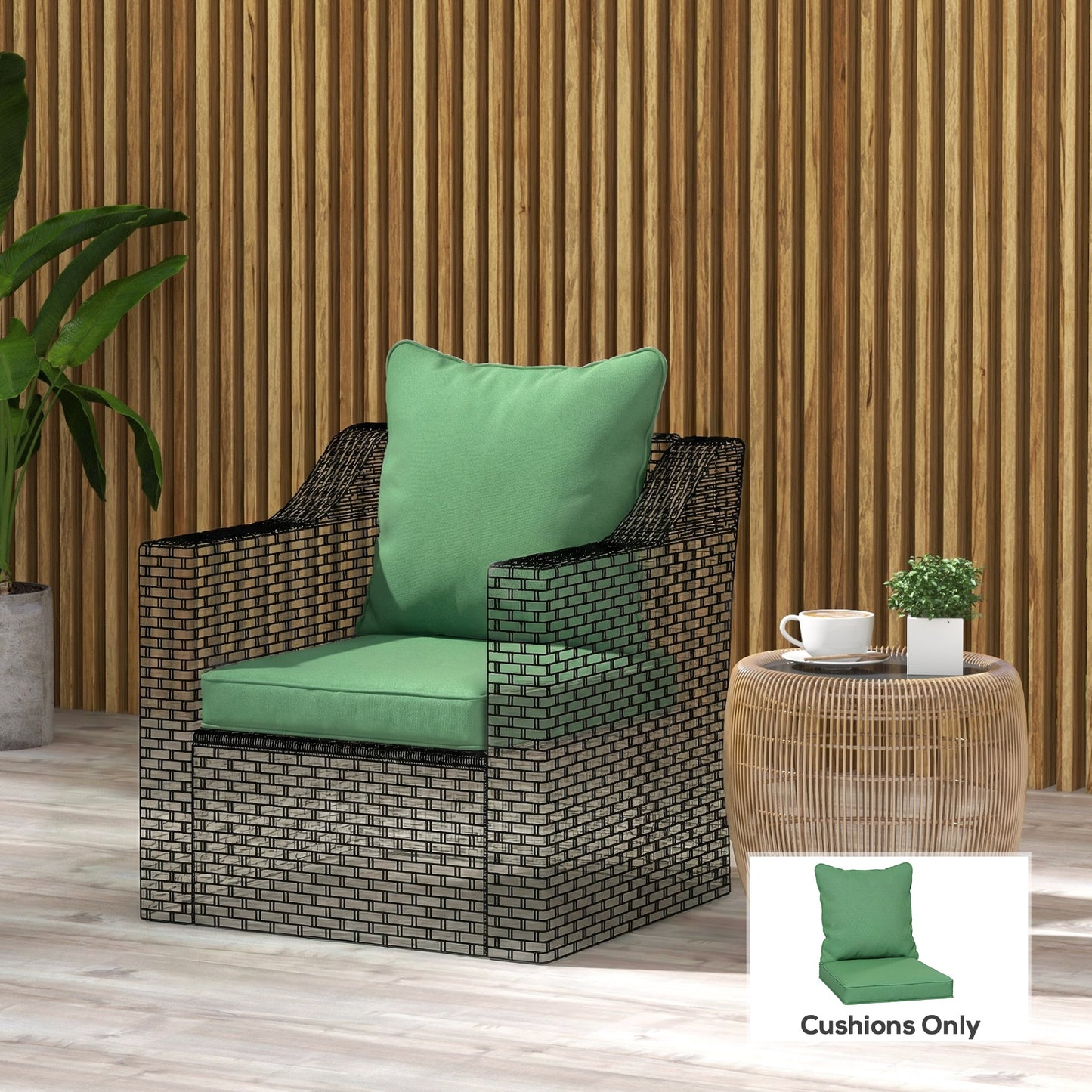 Garden Chair Cushion with Seat & Back Pad, CUSHION ONLY, Green