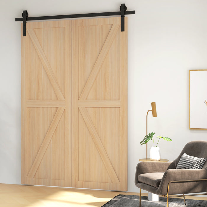 5FT/153CM Bi-Folding Sliding Barn Door Hardware Kit Sliding Door Kit