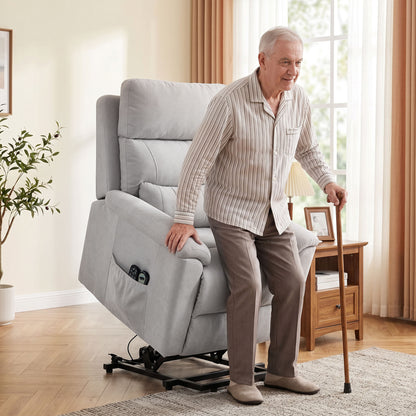 Power Lift Recliner, Lift Chair with Massage and Heat, Light Grey