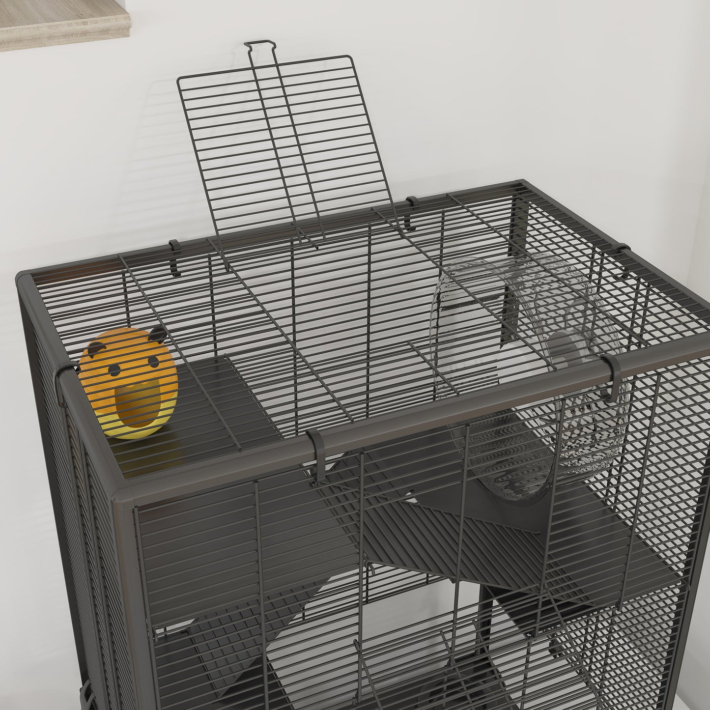 4-Tier Hamster Cage w/ Deep Tempered Glass Bottom, 60 x 40 x 80cm