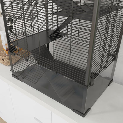 4-Tier Hamster Cage w/ Deep Tempered Glass Bottom, 60 x 40 x 80cm