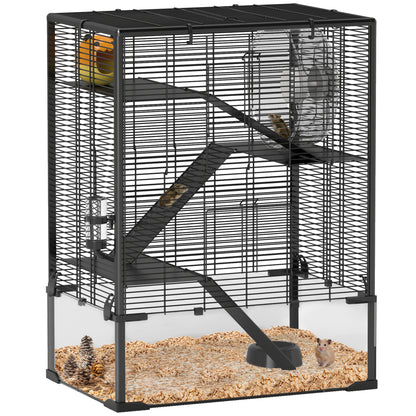 4-Tier Hamster Cage w/ Deep Tempered Glass Bottom, 60 x 40 x 80cm