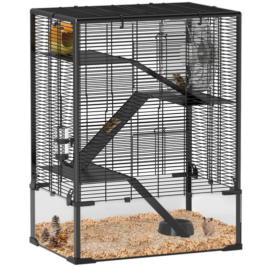 4-Tier Hamster Cage w/ Deep Tempered Glass Bottom, 60 x 40 x 80cm